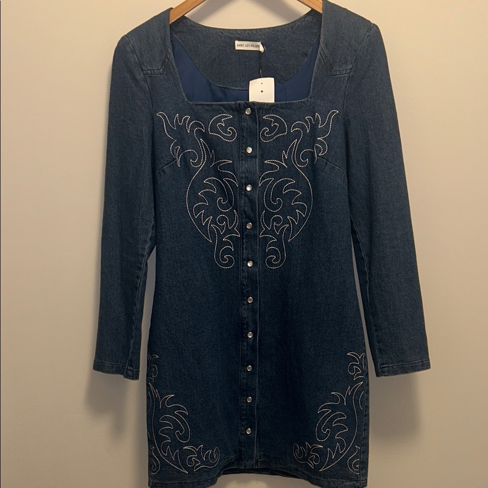 AVEC LES FILLES - Denim snap button dress